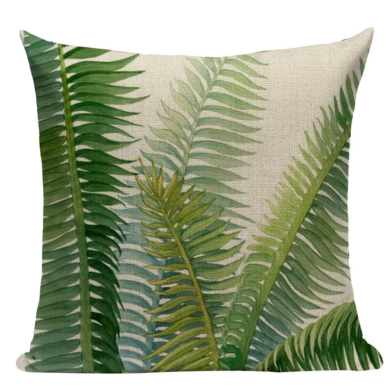 Natural Rainforest Green Tropical Leaves Printed Cushion Covers 45x45cm Pillow Cases For Sofa Throw Cushions Green Natural Hues Living Room Decor