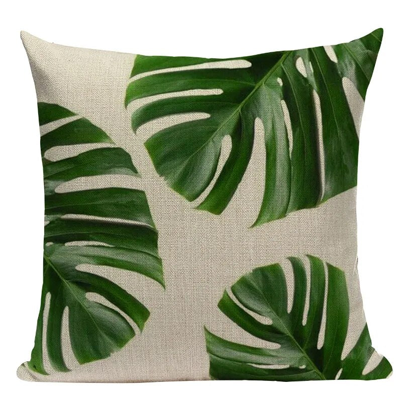 Natural Rainforest Green Tropical Leaves Printed Cushion Covers 45x45cm Pillow Cases For Sofa Throw Cushions Green Natural Hues Living Room Decor