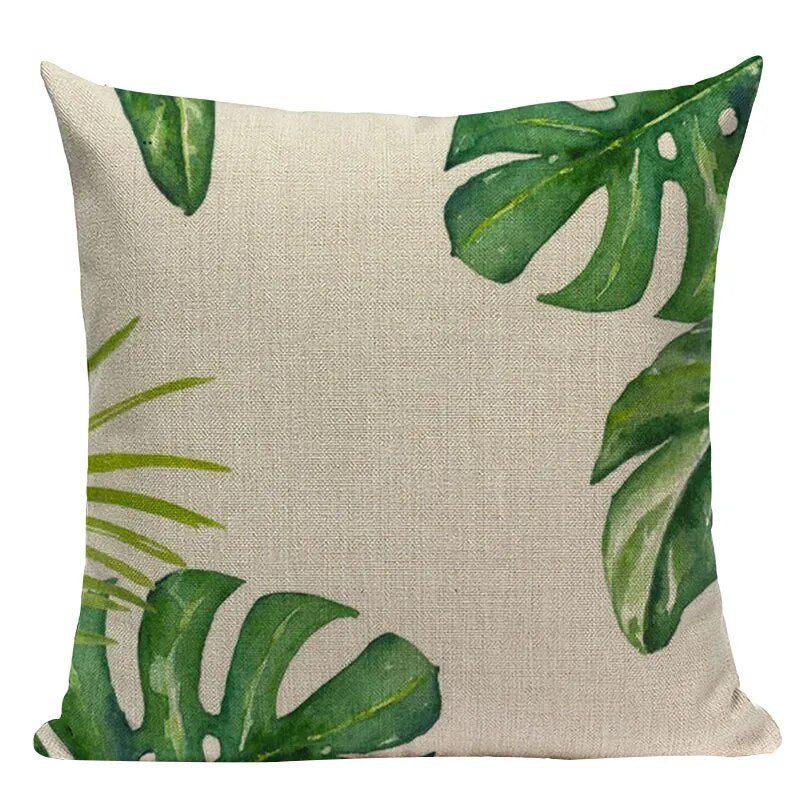 Natural Rainforest Green Tropical Leaves Printed Cushion Covers 45x45cm Pillow Cases For Sofa Throw Cushions Green Natural Hues Living Room Decor