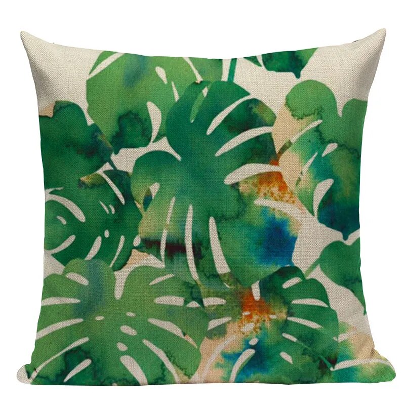 Natural Rainforest Green Tropical Leaves Printed Cushion Covers 45x45cm Pillow Cases For Sofa Throw Cushions Green Natural Hues Living Room Decor