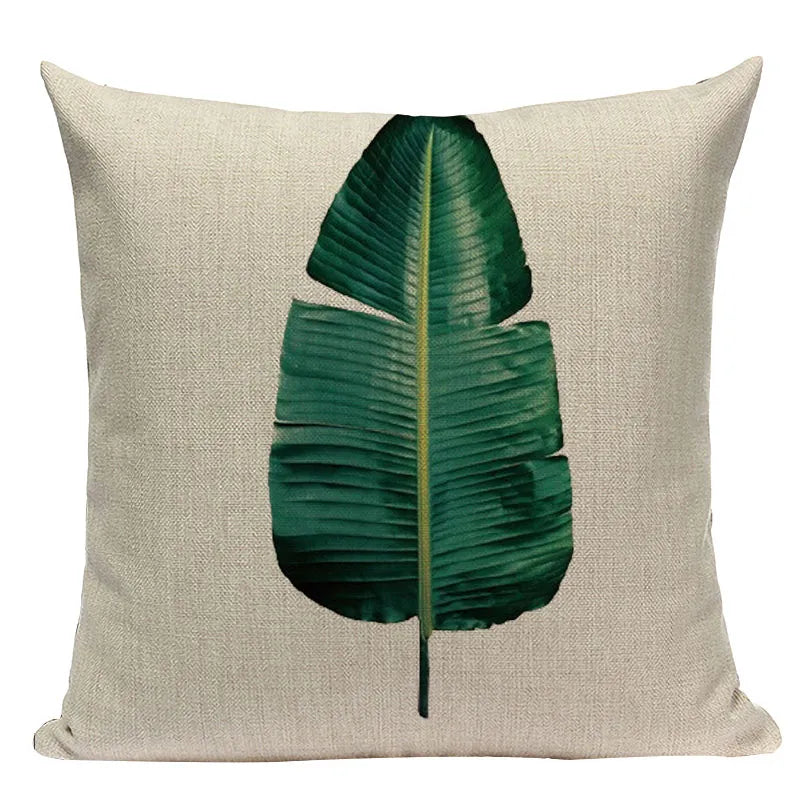 Natural Rainforest Green Tropical Leaves Printed Cushion Covers 45x45cm Pillow Cases For Sofa Throw Cushions Green Natural Hues Living Room Decor