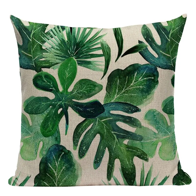 Natural Rainforest Green Tropical Leaves Printed Cushion Covers 45x45cm Pillow Cases For Sofa Throw Cushions Green Natural Hues Living Room Decor