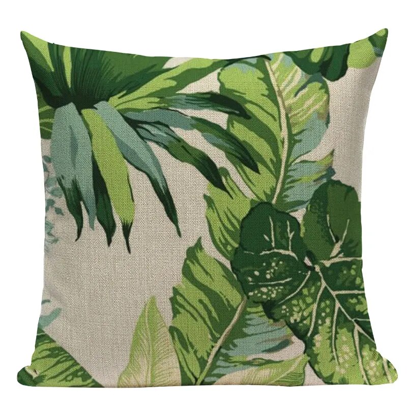 Natural Rainforest Green Tropical Leaves Printed Cushion Covers 45x45cm Pillow Cases For Sofa Throw Cushions Green Natural Hues Living Room Decor