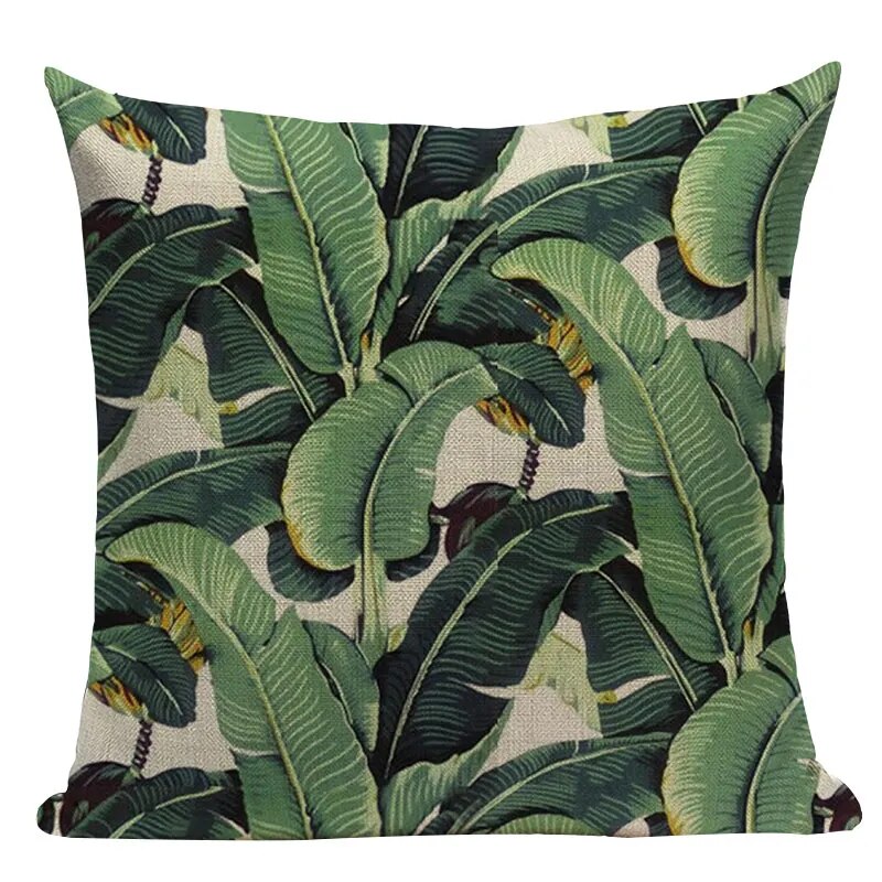 Natural Rainforest Green Tropical Leaves Printed Cushion Covers 45x45cm Pillow Cases For Sofa Throw Cushions Green Natural Hues Living Room Decor