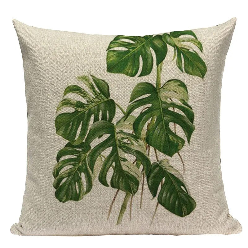 Natural Rainforest Green Tropical Leaves Printed Cushion Covers 45x45cm Pillow Cases For Sofa Throw Cushions Green Natural Hues Living Room Decor