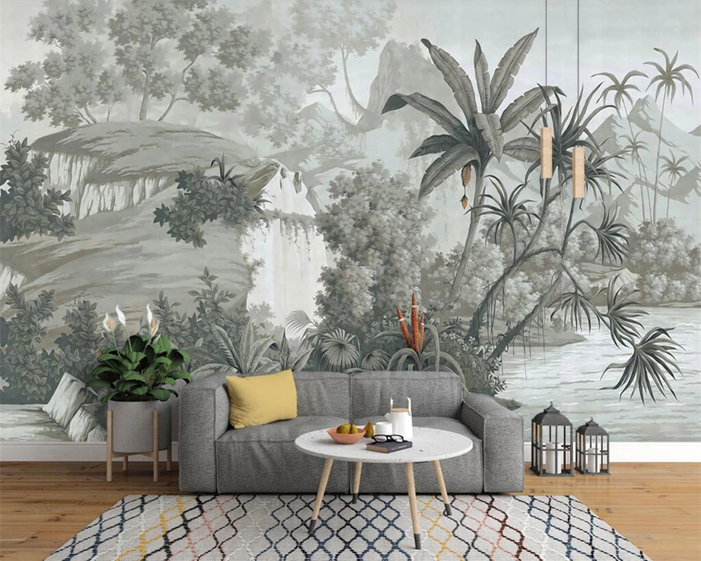 Big Sizes Custom Vintage Tropical Botanical Wall Mural Large Format Printed Wall Art Modern Wall Covering For Living Room Dining Room Decor