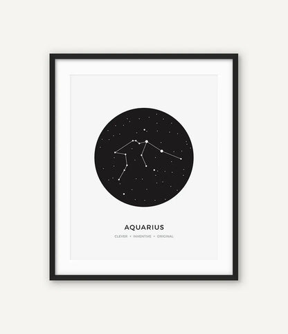 Constellation Posters Abstract Astrology Wall Art Black White Canvas Prints Each Star-Sign With 3 Traits Canvas Prints For Office Bedroom Home Decor