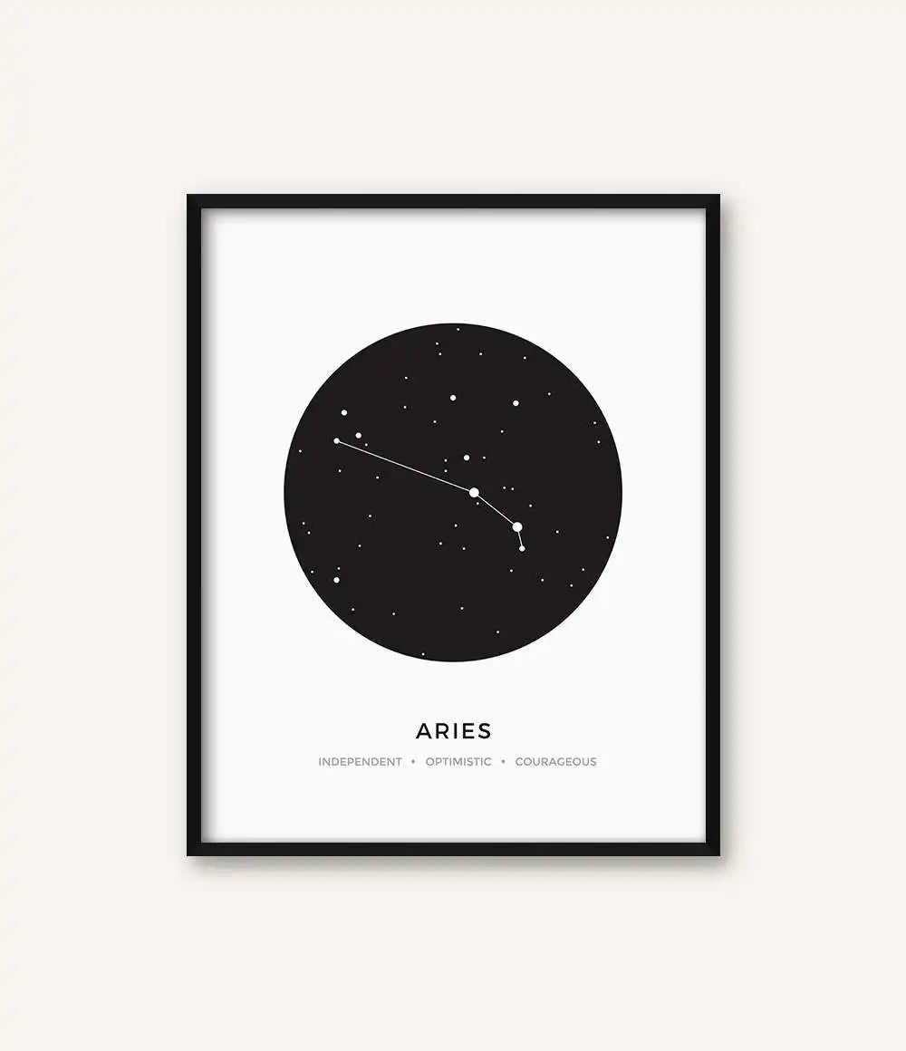 Constellation Posters Abstract Astrology Wall Art Black White Canvas Prints Each Star-Sign With 3 Traits Canvas Prints For Office Bedroom Home Decor