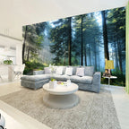 Morning Sunlight Forest Wall Mural Big Format Custom Sizes Wall Decor DIY Wall Covering Large Format Nordic Landscape Picture For Living Room