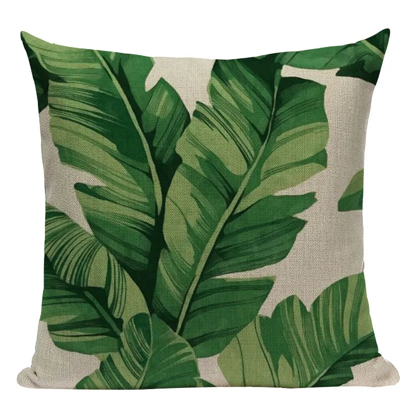 Natural Rainforest Green Tropical Leaves Printed Cushion Covers 45x45cm Pillow Cases For Sofa Throw Cushions Green Natural Hues Living Room Decor