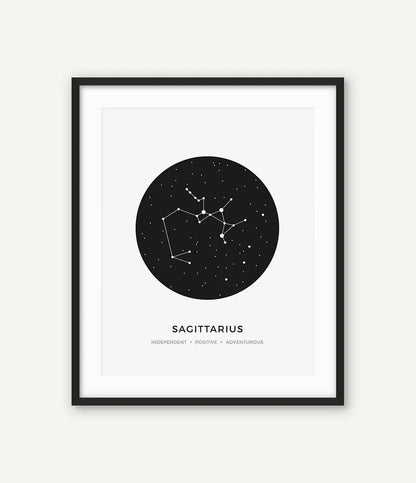 Constellation Posters Abstract Astrology Wall Art Black White Canvas Prints Each Star-Sign With 3 Traits Canvas Prints For Office Bedroom Home Decor