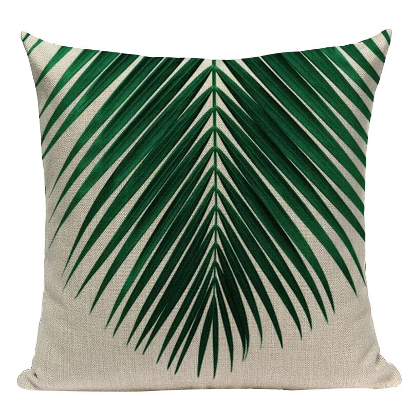Natural Rainforest Green Tropical Leaves Printed Cushion Covers 45x45cm Pillow Cases For Sofa Throw Cushions Green Natural Hues Living Room Decor