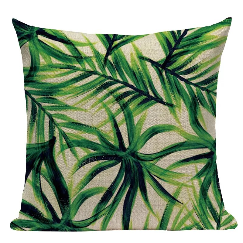 Natural Rainforest Green Tropical Leaves Printed Cushion Covers 45x45cm Pillow Cases For Sofa Throw Cushions Green Natural Hues Living Room Decor