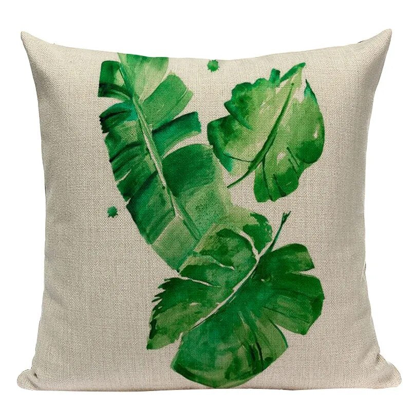 Natural Rainforest Green Tropical Leaves Printed Cushion Covers 45x45cm Pillow Cases For Sofa Throw Cushions Green Natural Hues Living Room Decor