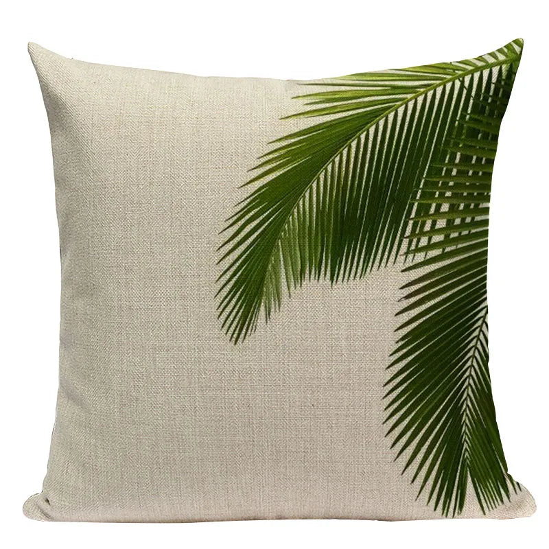 Natural Rainforest Green Tropical Leaves Printed Cushion Covers 45x45cm Pillow Cases For Sofa Throw Cushions Green Natural Hues Living Room Decor