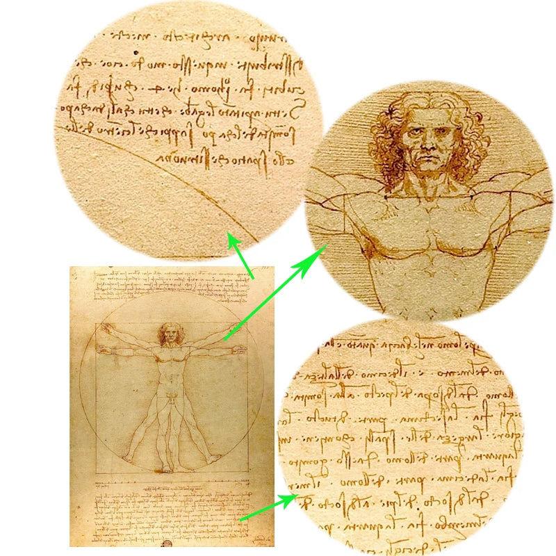 Classic Painting Vitruvian Man, Study of Proportions by Leonardo da Vinci Fine Art Canvas Print Famous Paintings Wall Art Home Office Decor