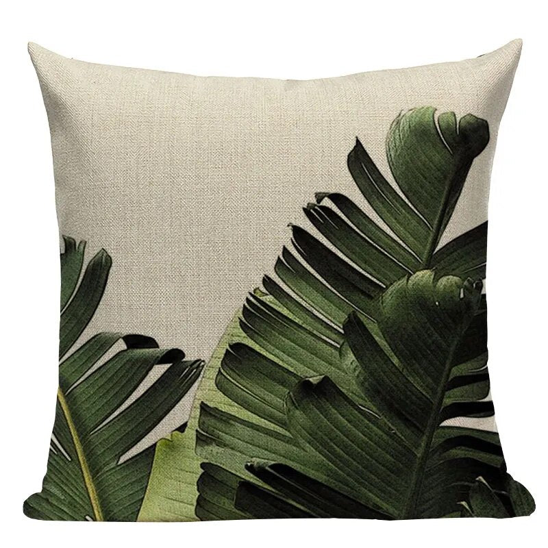 Natural Rainforest Green Tropical Leaves Printed Cushion Covers 45x45cm Pillow Cases For Sofa Throw Cushions Green Natural Hues Living Room Decor