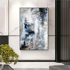 Blue Gray Contemporary Abstract Wall Art Fine Art Canvas Prints Posters Pictures For Living Room Home Office Art Decor