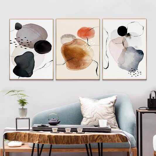 Zen Pebbles Watercolor Wall Art Fine Art Canvas Prints Abstract Minimalist Pictures For Living Room Scandinavian Home Decor