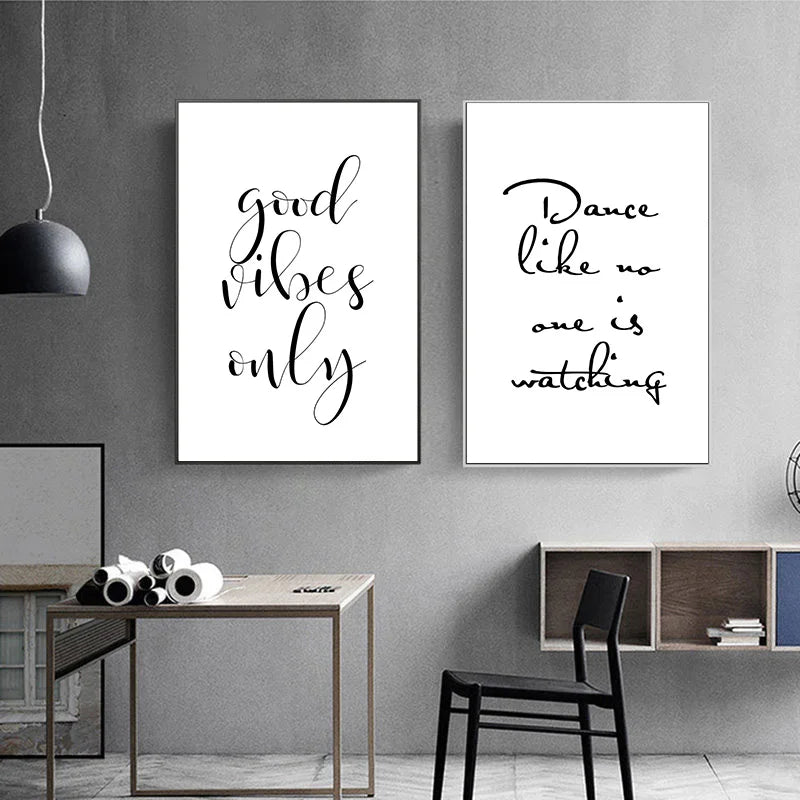 Inspirational Words Poster Black White Wall Art Fine Art Canvas Prints For Living Room Bedroom Home Office Simple Lifestyle Pictures For Modern Living.  