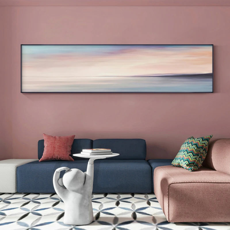 Pastel Blue Pink Purple Abstract Landscape Wall Art Fine Art Canvas Prints Wide Format Pictures For Bedroom Above The Bed Or Above The Sofa