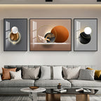 Set of 3Pcs Nordic Abstract Circle Of Light Auspicious Flowing Landscape Wall Art Fine Art Canvas Prints Pictures For Luxury Living Room Dining Room Wall Decor (Triptych, Set of 3)