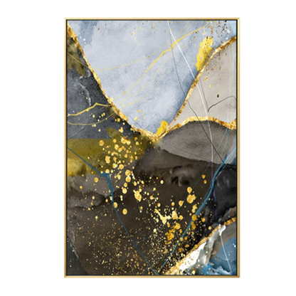 Abstract Blue Yellow Gray Marble Print Wall Art Fine Art Canvas Prints Pictures For Modern Apartment Living Room Home Office Art Decor