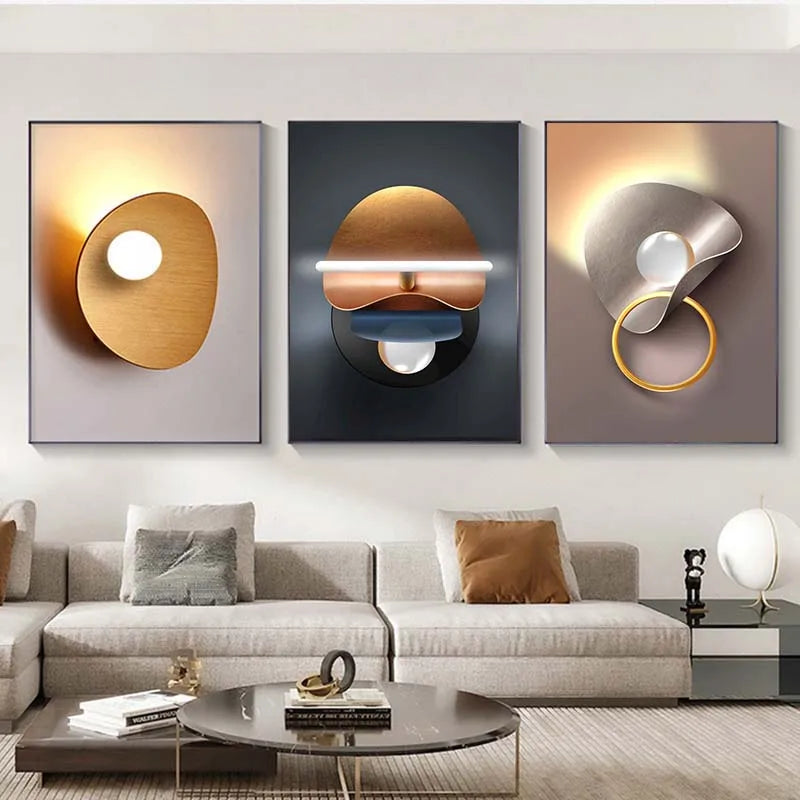 Modern Aesthetics Architectural Abstract Geometric Wall Art Fine Art Canvas Prints Pictures For Luxury Apartment Living Room Home Office Interior Decor