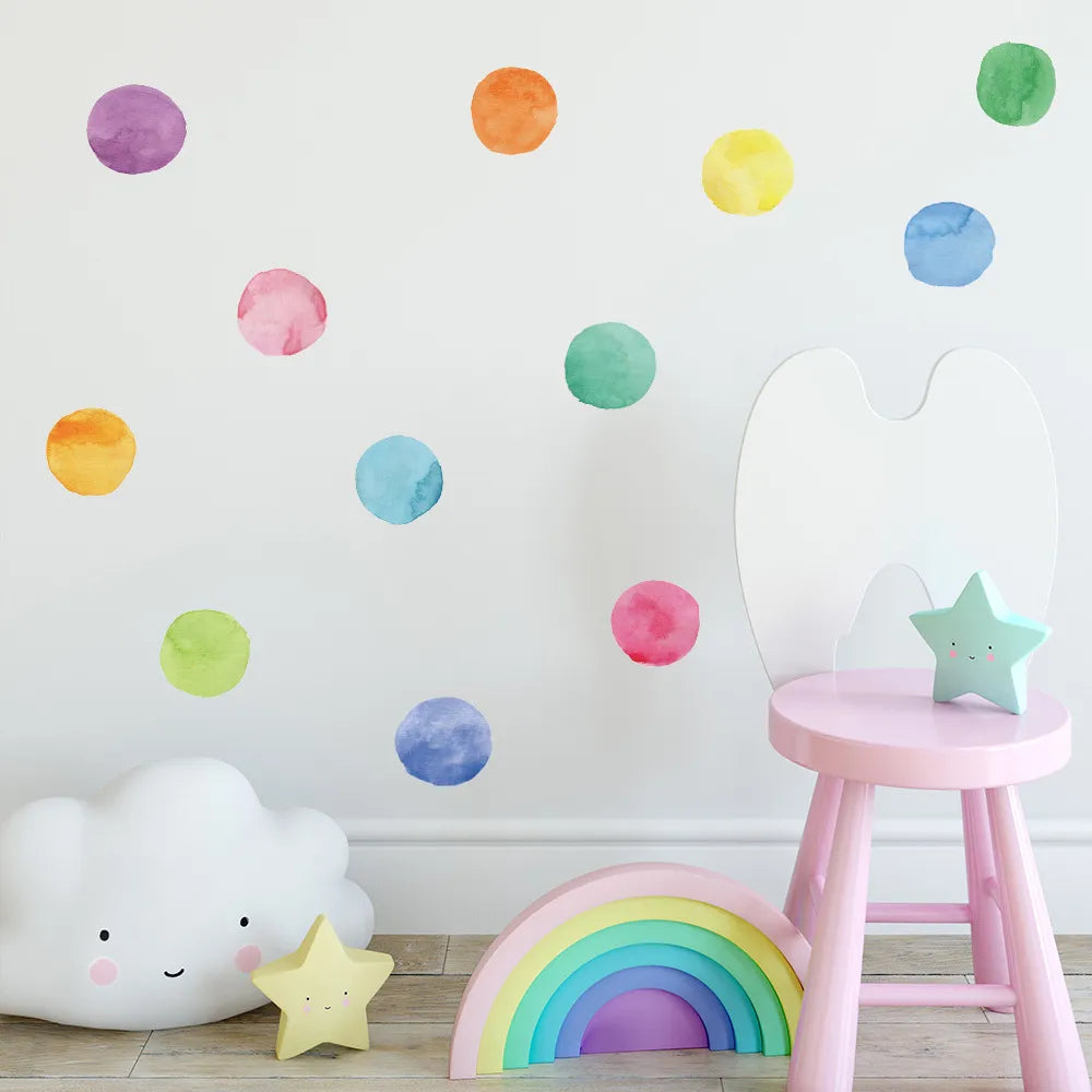 Big Colorful Dots Wall Decals For Nursery Decor Removable PVC Vinyl Peel & Stick Wall Decals For Kid's Room Creative DIY Children's Room Decor
