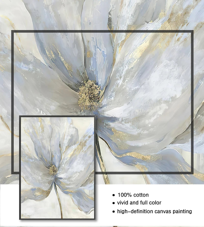 Simple Blue Floral Wall Art Fine Art Canvas Prints Modern Abstract Botanical Pictures For Living Room Bedroom Contemporary Home Decor