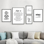 Inspirational Words Poster Black White Wall Art Fine Art Canvas Prints For Living Room Bedroom Home Office Simple Lifestyle Pictures For Modern Living