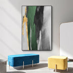 Green Gray Golden Seam Geomorphic Abstract Wall Art Fine Art Canvas Prints Pictures For Modern Apartment Living Room Dining Room Home Office