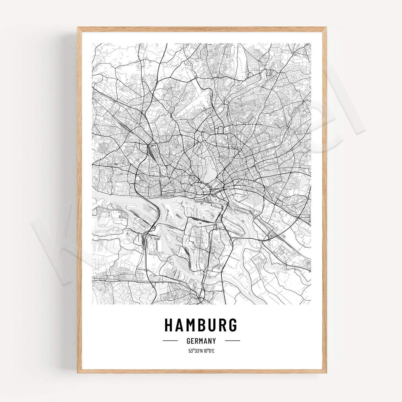 Hamburg City Map Posters Wall Art Black White Fine Art Canvas Prints Stylish Minimalist Posters For Home/Office 2025