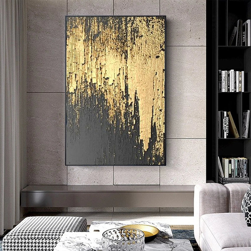 Modern Abstract Hand Painted Wall Art Large Format Golden Painting ...