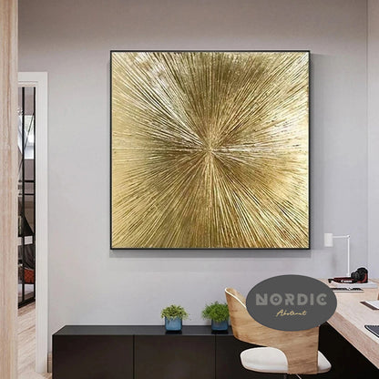 Modern Abstract * Hand Painted * Wall Art Large Format Golden Painting Textured Brush Strokes Acrylic Oil On Canvas Picture For Luxury Living Room