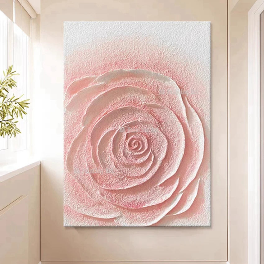 * Hand Painted * Modern Abstract Minimalist White Wall Art Thick 3D Textured Acrylic Painting On Canvas Modern Architectural Art For Contemporary Interiors (Unframed)