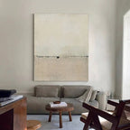  Hand Painted  Modern Abstract Beige Black Minimalist Wall Art For Living Room Bedroom Home Office Decor - Acrylic Painting On Canvas