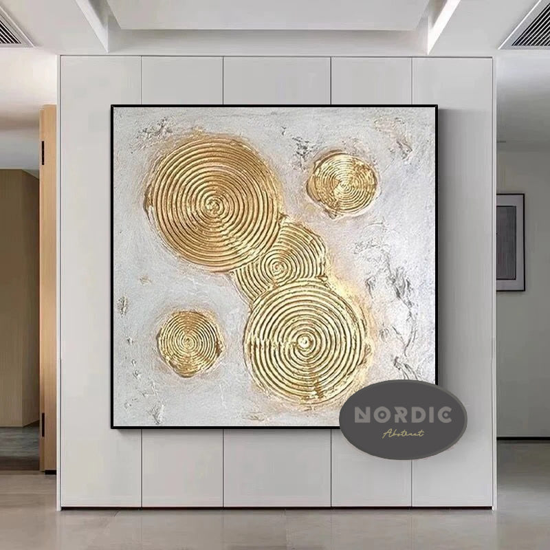 * Hand Painted * Modern Abstract Wall Art Large Format Golden Painting Textured Brush Strokes Acrylic Oil On Canvas Picture For Luxury Living Room