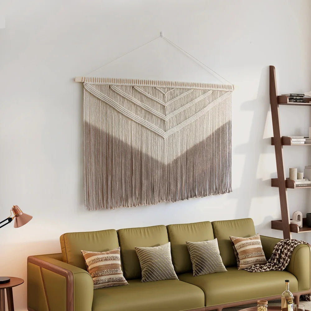 Hand Woven Nordic Macrame Wall Hanging Decoration Jacquard Geometric Modern Aesthetics Design Neutral Colors Centerpiece Textured Wall Decor For Living Room, Bedroom Wall Decor 2025 001