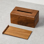 Handcrafted Solid Walnut Wood Tissue Box Cover – Premium Dark Wood with Natural Grain Finish for Modern Living Room Home and Office Décor