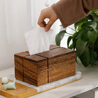 Handcrafted Solid Walnut Wood Tissue Box Cover – Premium Dark Wood with Natural Grain Finish for Modern Living Room Home and Office Décor