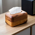 Handcrafted Solid Walnut Wood Tissue Box Cover – Premium Dark Wood with Natural Grain Finish for Modern Living Room Home and Office Décor