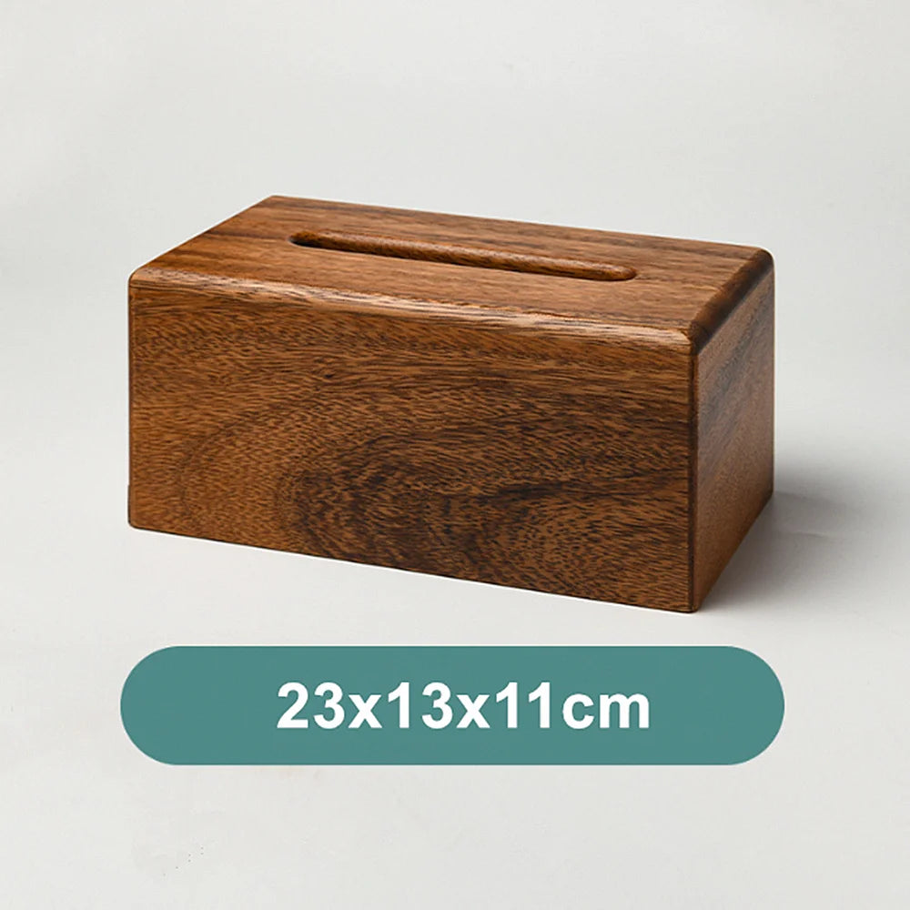 Handcrafted Solid Walnut Wood Tissue Box Cover – Premium Dark Wood with Natural Grain Finish for Modern Living Room Home and Office Décor