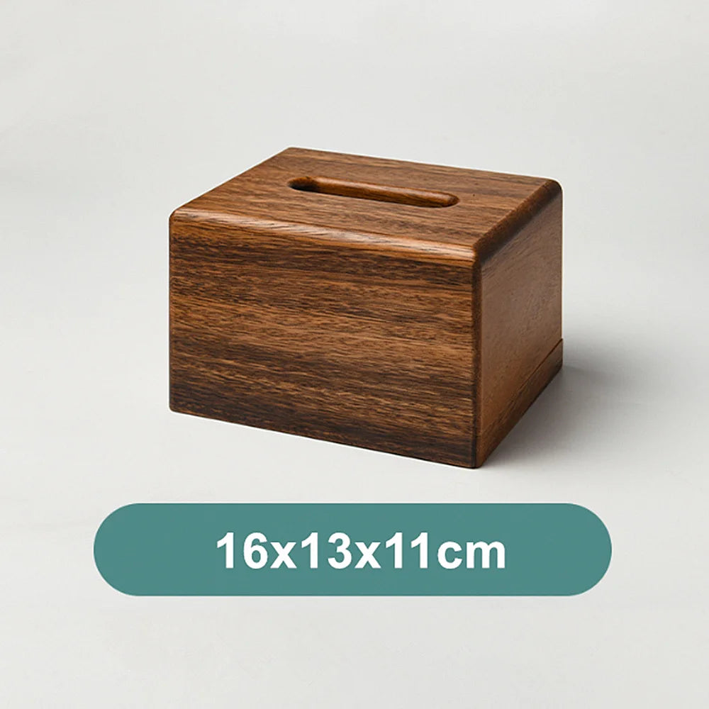 Handcrafted Solid Walnut Wood Tissue Box Cover – Premium Dark Wood with Natural Grain Finish for Modern Living Room Home and Office Décor