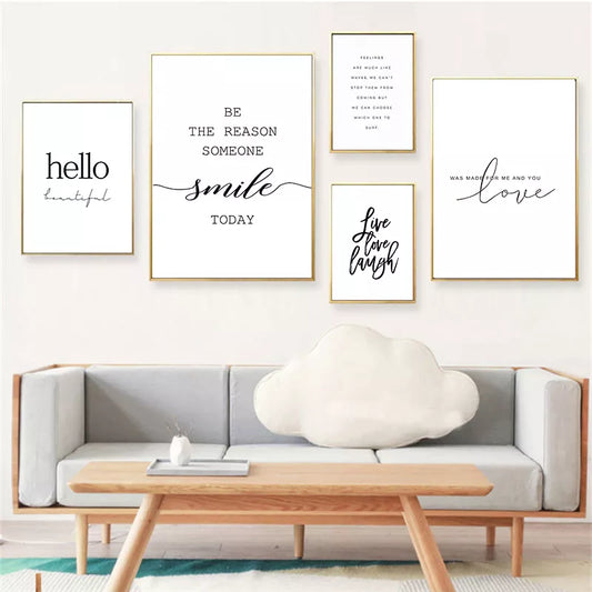 Inspirational Words Poster Black White Wall Art Fine Art Canvas Prints For Living Room Bedroom Home Office Simple Lifestyle Pictures For Modern Living.  