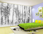Black & White Woodland Landscape Wall Mural Big Format Custom Sizes Nordic Wall Covering Creative DIY Wall Decor For Living Room