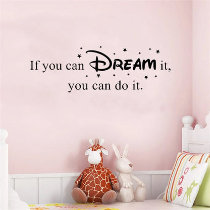 If You Can Dream It Inspirational Quotation Wall Sticker Peel and Stick Removable Vinyl Wall Decal Motivational Words For Creative DIY Home Decor