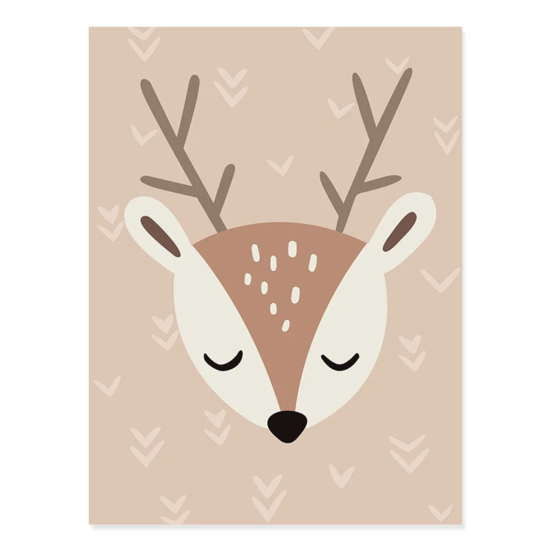 Cute Fawn Deer Wild One Rainbow Nursery Wall Art Fine Art Canvas Prints Nordic Pictures For Nursery Room Baby's Bedroom Wall Art Decor