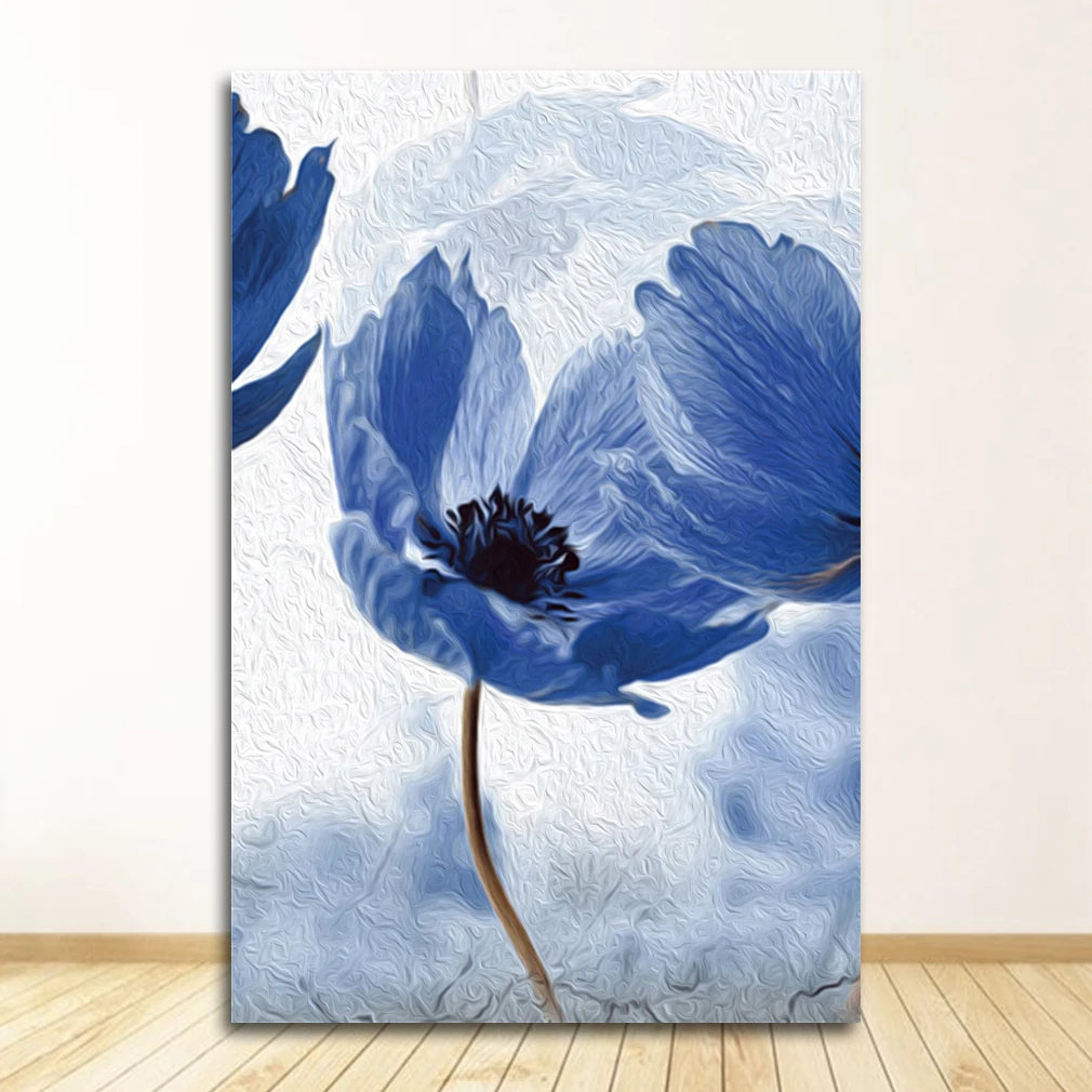 Vivid Blue Botanical Wall Art Fine Art Canvas Prints Modern Floral Pictures For Living Room Dining Room Bedroom Art Decor 2025