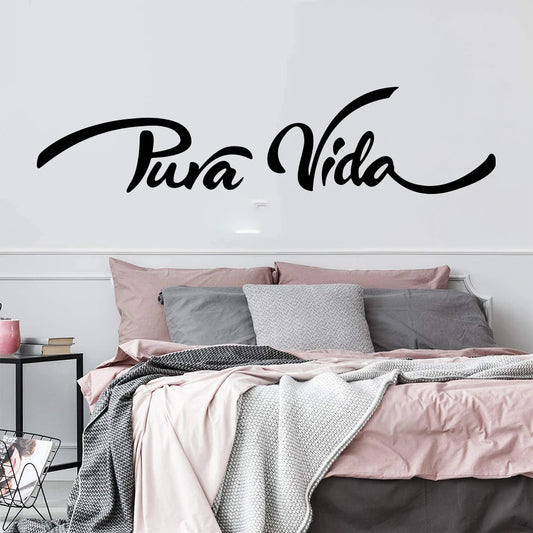 Pura Vida Pure Life Quote Wall Sticker Removable Peel and Stick Wall PVC Decal Inspirational Spanish Phrase Creative DIY Home Decor